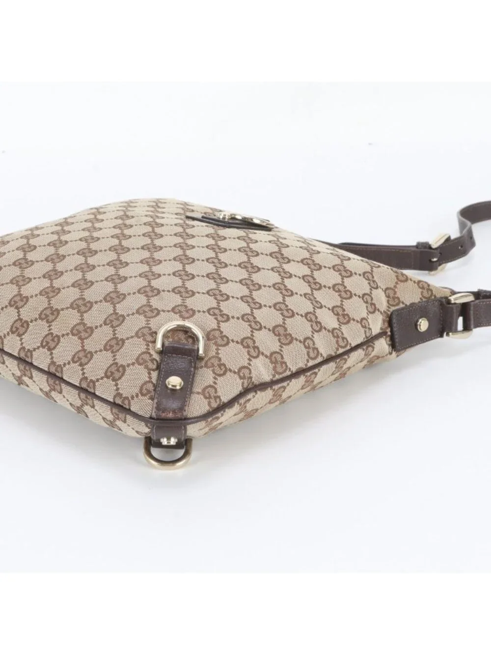 Gucci GG Canvas Abbey Leather Shoulder Bag Crossbody Messenger Business